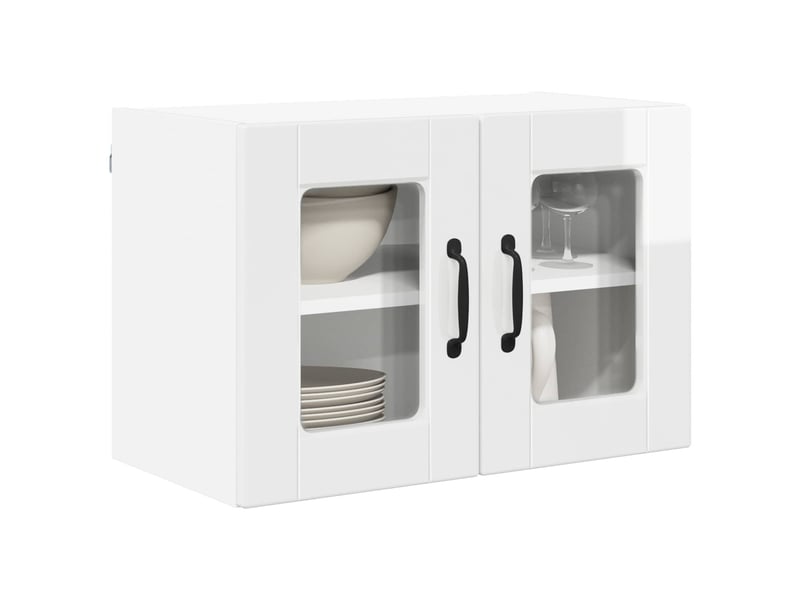  Meuble mural de cuisine, cabinet en verre mural blanc brillant 60x31x40cm shl1512  - Conforama C