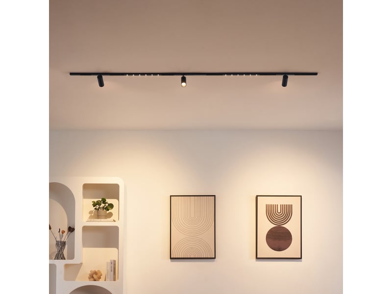 Rail magnétique 2 m noir 3 spots et 2 profilés 33w led - transformateur externe - lyne Lyne - Conforama D