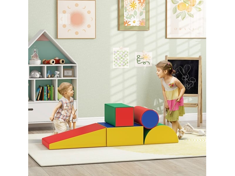  Jeu de motricité en mousse 5 pièces 40,6x40,6x20,3 cm multicolore en simili cuir, escalade et rampe enfant  - Conforama B