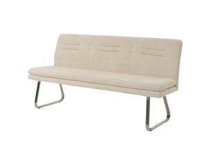 Banc de salle à manger canapé rembourré avec dossier en tissu chenille crème et acier inoxydable brossé 180 cm 04_0005846