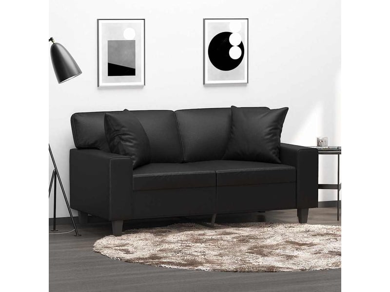  Lot de 2 coussins décoratifs noir 40x40 cm similicuir cf60879  - Conforama B
