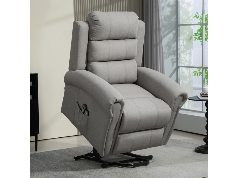 Fauteuil relax électrique avec aide au lever, fonction inclinable, massage et chauffage en mousse gris - Conforama B