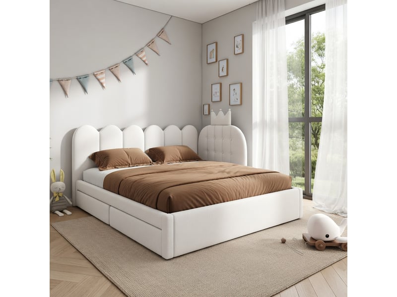  Canapé-lit pour enfant 90 × 200 cm, avec lit coulissant, forme en l, velours, gris  - Conforama B