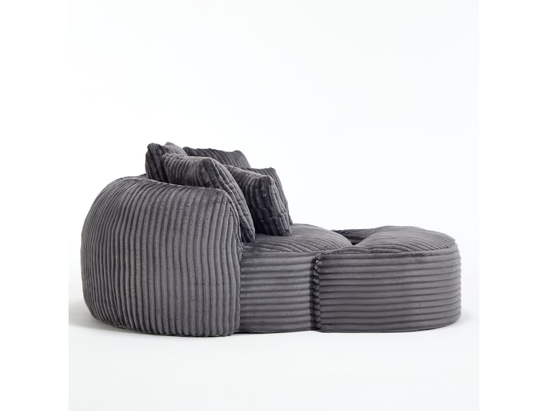 Fauteuil de lecture 168x123x63 cm, avec repose-pieds,velours côtelé, gris foncé  - Conforama D