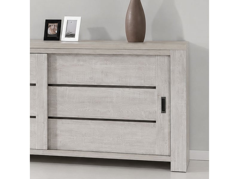  Buffet 2 portes coulissantes finition bois cérusé blanchi - josie JOSIE - Conforama D