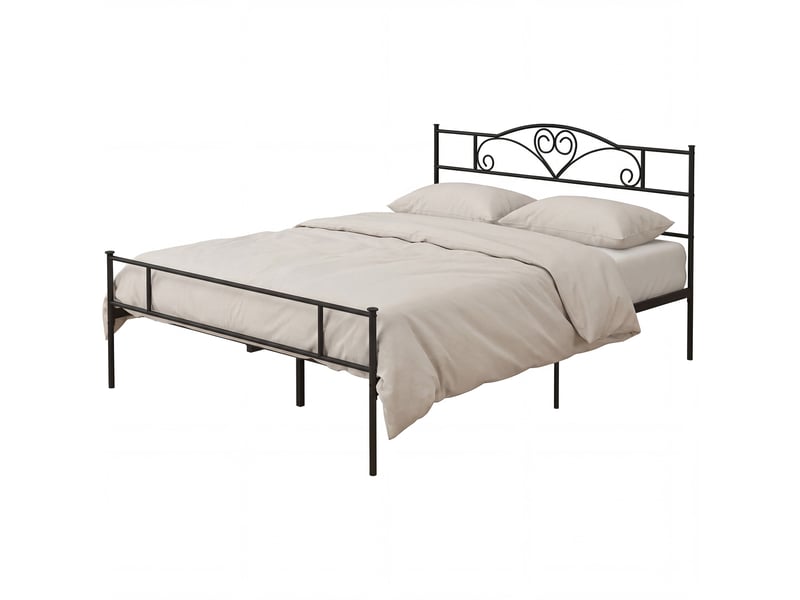 Cadre de lit double en acier 160x200 avec lattes intégrées, tête et pied de lit - Conforama B
