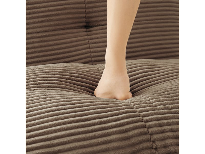  Canapé d’angle modulable 2 places velours côtelé marron – 208 x 177 x 69 cm Fay Lum - Conforama R