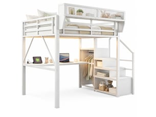 Lit mezzanine 140x200 cm <strong>OKWISH</strong>  <strong></strong> coloris blanc