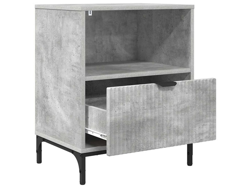  Tables de chevet avec tiroir 2 pièces gris béton 49 x 36 x 61 cm  - Conforama D