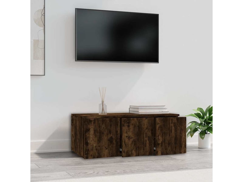  Meuble tv - banc tv - meuble de rangement chêne fumé 80x34x30 cm bois d'ingénierie  - Conforama C