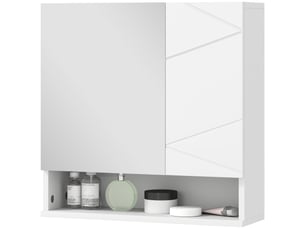 Armoire murale miroir de salle de bain placard de rangement 2 portes 55 x 17 x 55 cm blanc