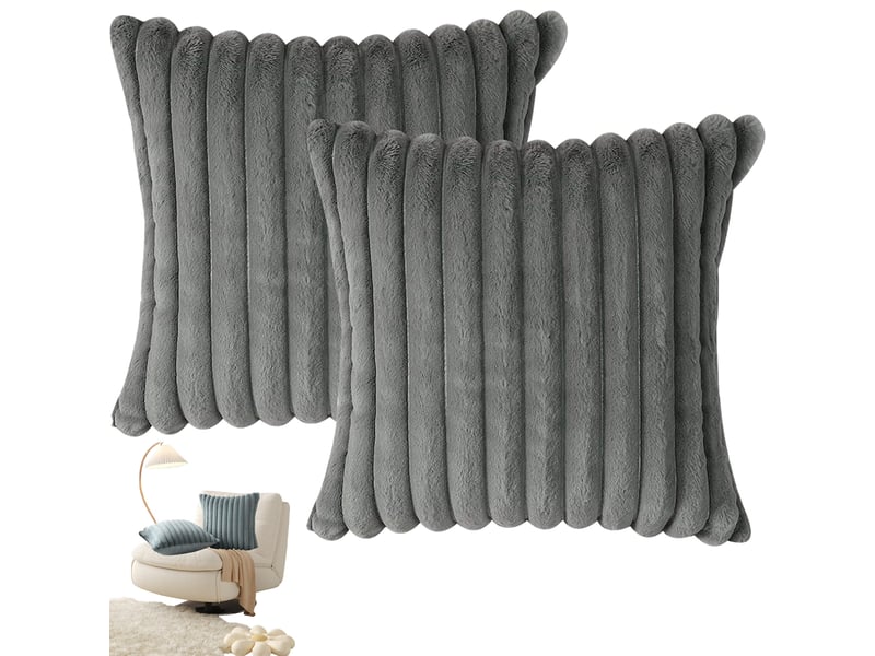 Taie d'oreiller en velours,45 x 45 cm,housse simple face,velours,gris clair,deux - Conforama E