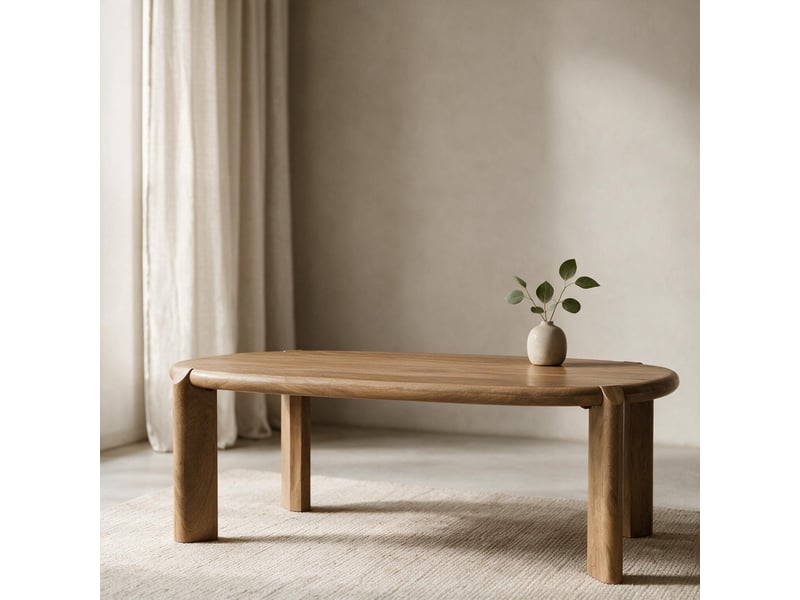  Table basse en bois de manguier massif teinte foncée 120cm suri  - Conforama B