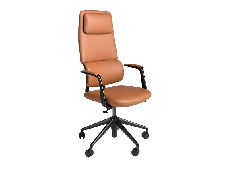  Chaise de bureau pivotante en similicuir marron 4261 - Conforama A