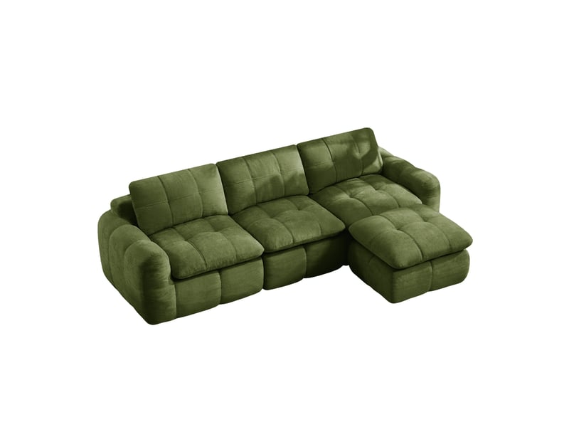  Canapé d’angle modulaire 264x160x68 cm 3 places vert avec pouf  - Conforama A