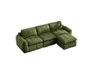 Canapé d’angle modulaire 264x160x68 cm 3 places vert avec pouf