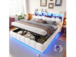 Lit coffre 180x200 cm WISHDOR   coloris blanc