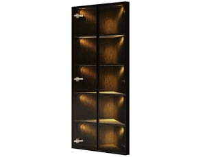 Vitrine d'angle noire avec led 62x35x160 cm, vitrine en verre trempé anti-poussière pour salon et bureau