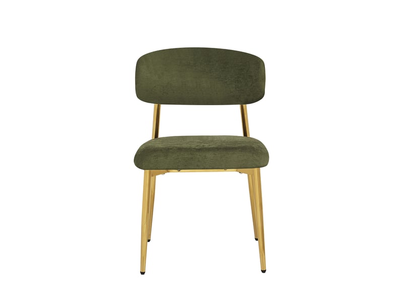  Lot de 4 chaises de salle à manger modernes 51x50x81cm - chaises rembourrées avec piétement doré, charge 125kg, style élégant - vert et doré  - Conforama E