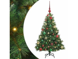 Sapin de noël, arbre de noël artificiel avec 150 led vert 120 cm pe et pvc cf61187