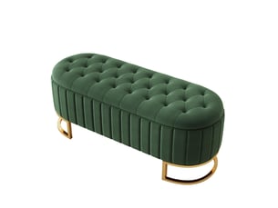 Banc coffre de rangement en velours vert 120 x 39.9 x 43 cm