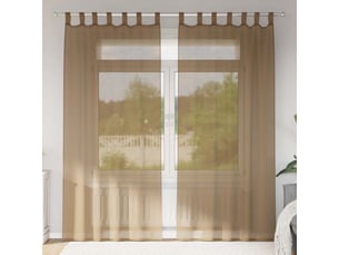 Lot de 2 voilages à œillets, voilages à anneaux marron clair 140 x 245 cm cf48966