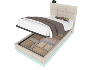 Lit coffre 90x200 cm <strong></strong>  <strong>Bliss Lite</strong> coloris beige