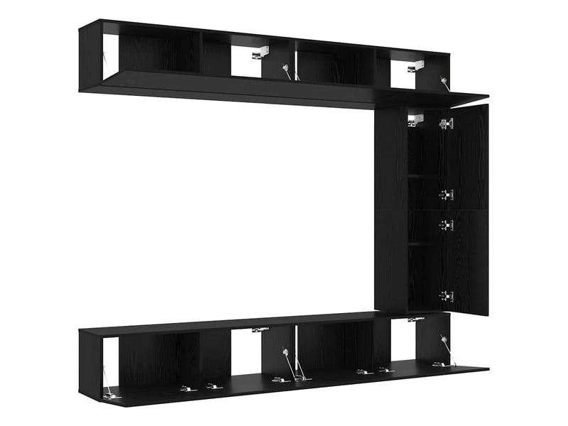  Ensemble meuble tv - banc tv - meuble de rangement 5 pcs chêne noir bois d'ingénierie  - Conforama E