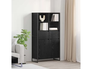 Buffet - bahut - meuble de rangement chêne noir 81 x 36 x 150.5 cm bois d'ingénierie