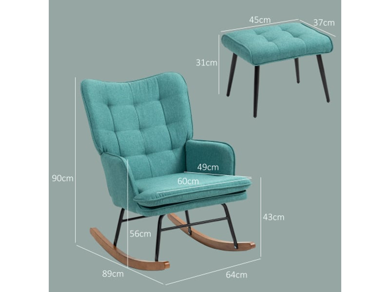  Fauteuil à bascule avec repose-pieds, accoudoirs, aspect lin, charge 130 kg, pour chambre  - Conforama C