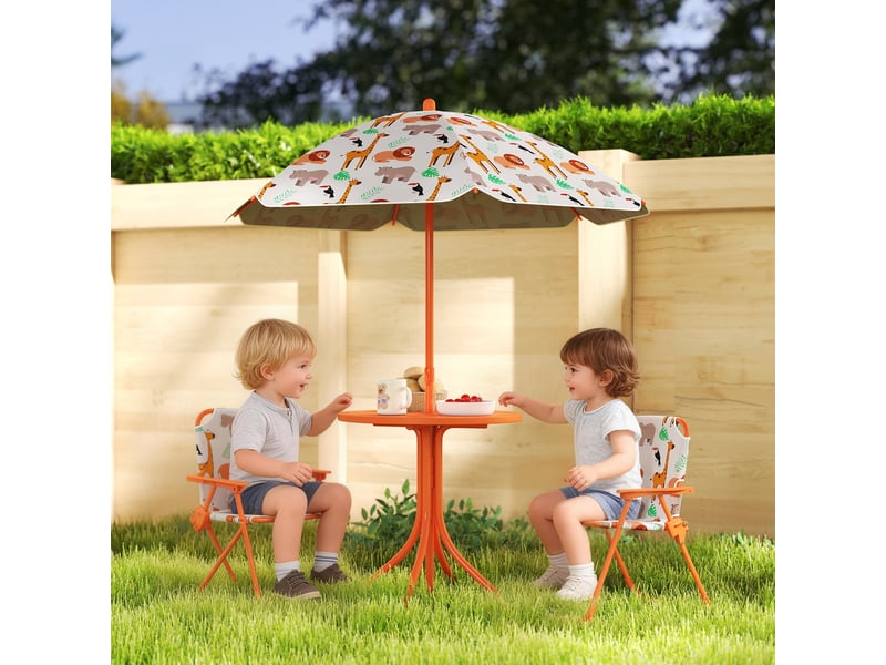  Ensemble de jardin pour enfants avec table de pique-nique et parasol orange  - Conforama B