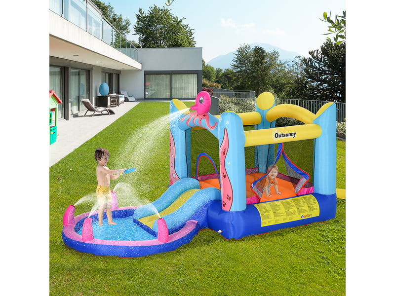  Château gonflable géant pour enfants de 3 à 8 ans avec toboggan, piscine et gonfleur (3,6 x 1,75 x 1,8 m).  - Conforama D