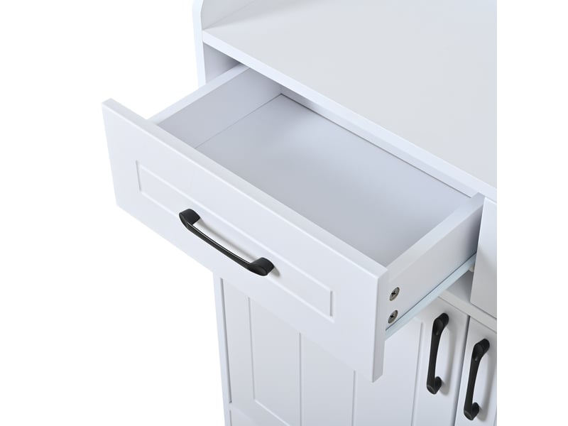  Buffet blanc 120 cm meuble de rangement 3 tiroirs et 3 portes design rayé  - Conforama W