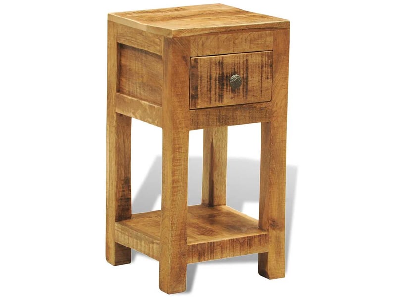  Table de chevet - cabinet de chevet - table de nuit avec 1 tiroir bois massif de manguier  - Conforama C