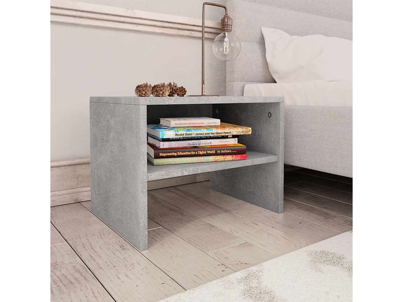  Lot de 2 tables de chevet - cabinet de chevet - table de nuit gris béton 40x30x30 cm bois ingénierie  - Conforama A