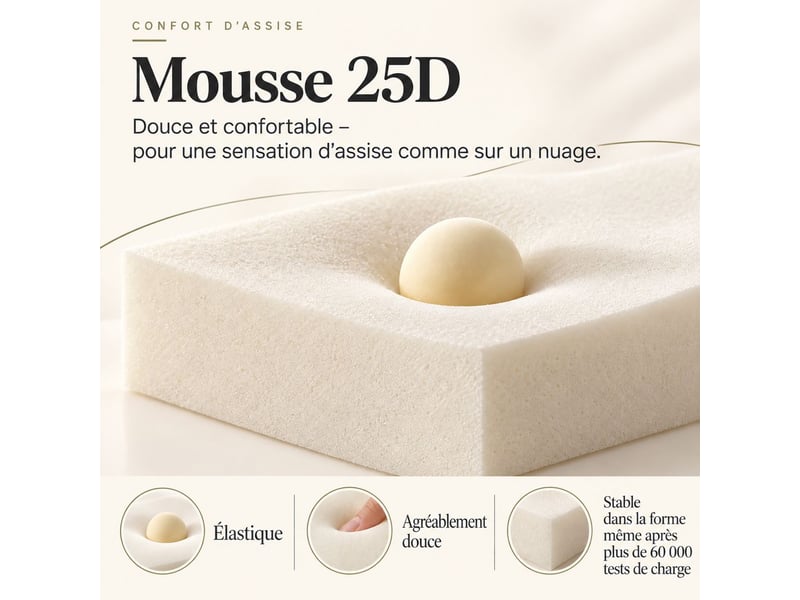 Chaise de salle à manger en tissu chenille avec mousse 25d, dossier incurvé et pieds métalliques, lots de 2, 4 ou 6 - Conforama E
