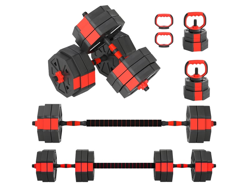  Ensemble d'haltères 6 en 1, réglables jusqu'à 30 kg, pour l'entraînement musculaire à domicile  - Conforama A