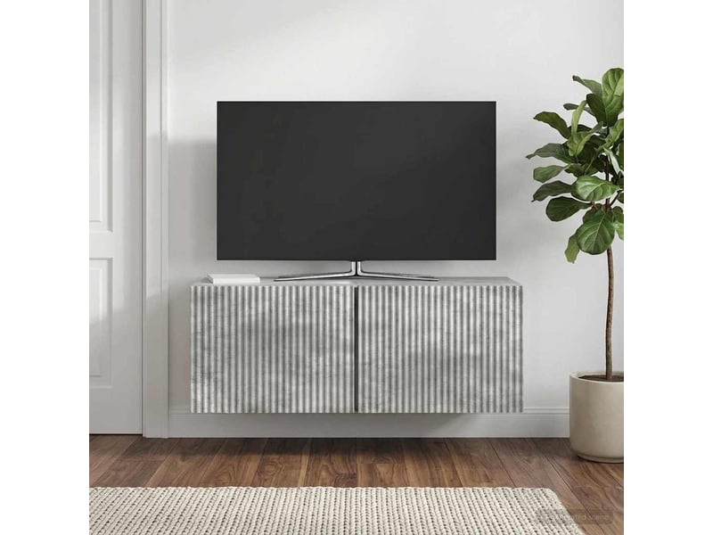 Meuble tv - banc tv - meuble de rangement mural 78,5 x 31 x 30 cm gris béton bois d'ingénierie  - Conforama D