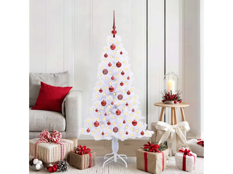 Sapin de noël - arbre de noël artificiel avec 150 led blanc 150 cm pvc et acier  - Conforama B