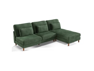 Canapé d'angle réversible fixe NECHE 256x160x88cm 3 places Velours Vert