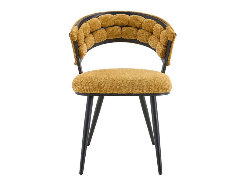 Chaises de salle à manger lot de 2 avec dossier enveloppant - piètement en métal, velours jaune - Conforama A