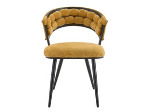 Chaises de salle à manger lot de 2 avec dossier enveloppant - piètement en métal, velours jaune