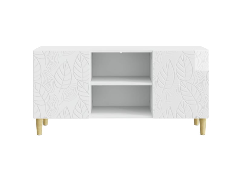  Meuble tv - banc tv - meuble de rangement 102 x 34,5 x 50 cm blanc brillant bois d'ingénierie  - Conforama E