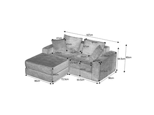 Canapé modulable, transformable en lit, avec rembourrage mousse et ressorts, coloris noir, l259,5 x p96 x h80 cm, design moderne