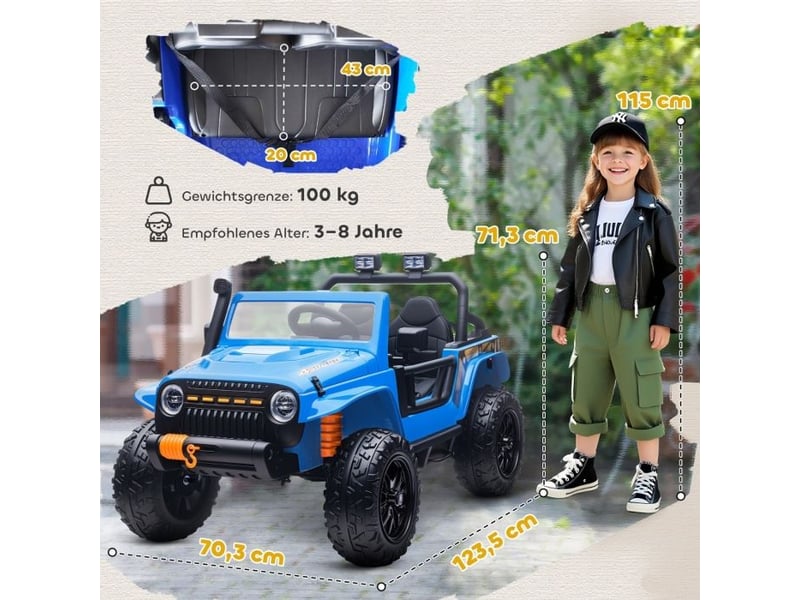  Voiture électrique enfant - batterie 12v - siège parent-enfant - télécommande 2,4g - musique via usbfm - lumières led CYQ-T3323P433442 - Conforama D