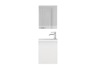 Meuble sous-vasque suspendu avec vasque céramique et miroir 39.8 cm blanc brillant
