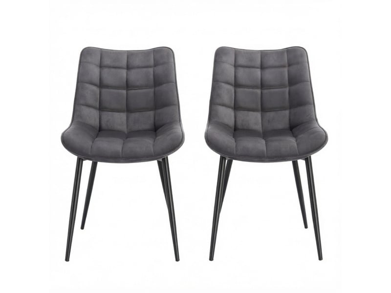  Lot de 2 chaises de salle à manger en velours gris foncé evryae  - Conforama A