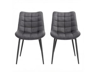 Lot de 2 chaises de salle à manger en velours gris foncé evryae