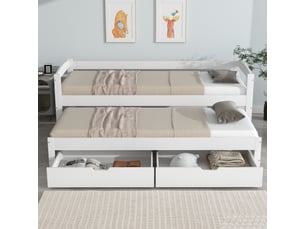 Lit gigogne 90x190/200 cm <strong></strong>  <strong></strong> coloris blanc