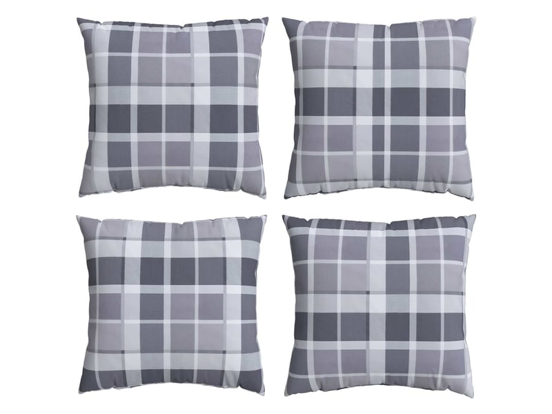  Lot de 4 coussins d'extérieur, coussins de chaise tissu carreaux grisel 60 x 60 cm cf56423  - Conforama A